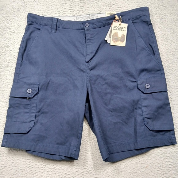 Jockey Outdoors Shorts Mens 42 Navy Cargo Pockets Zip Fly Utility Hiking Casual - Picture 1 of 5